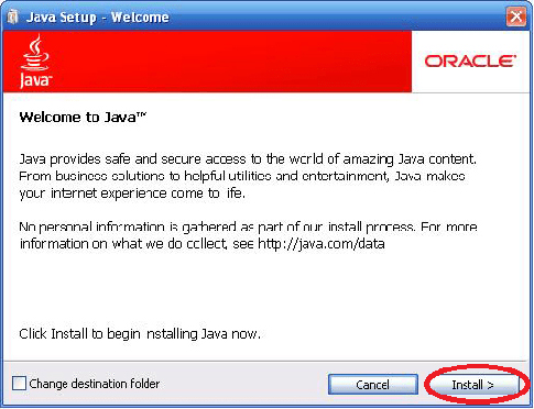 Chọn “Install” để cài đặt Java plugin