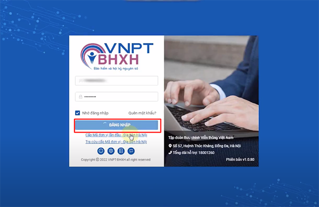 đăng nhập phần mềm BHXH VNPT