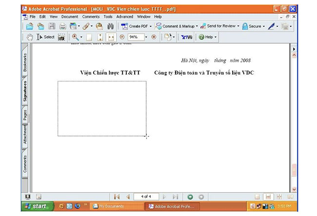 Bước 3: Kéo chuột để tạo thành khung chữ ký tại vị trí muốn ký trong file.