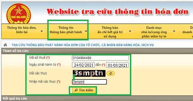 Website tra cứu thông tin hóa đơn điện tử