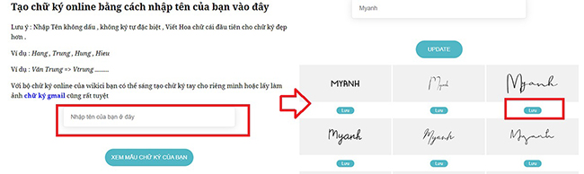 Cách tạo mẫu chữ ký điện tử trên Website