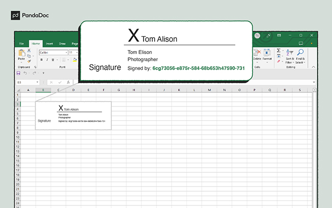 Hình ảnh chữ ký được tạo trong Excel.
