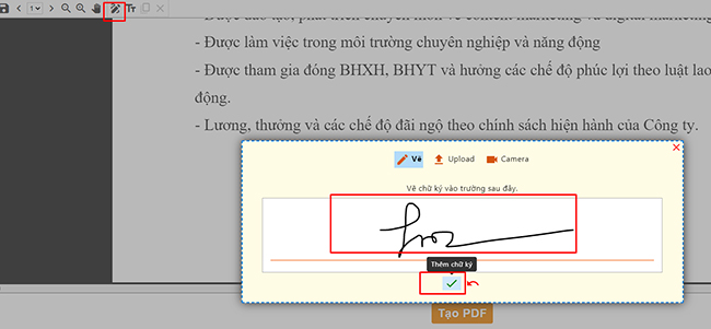 Tạo chữ ký điện tử trong PDF trên máy tính