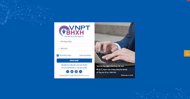 Đăng nhập phần mềm VNPT BHXH 5.0.