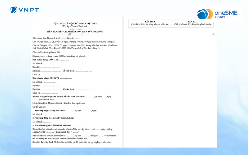 bien ban dieu chinh hoa don dien tu onesme 3