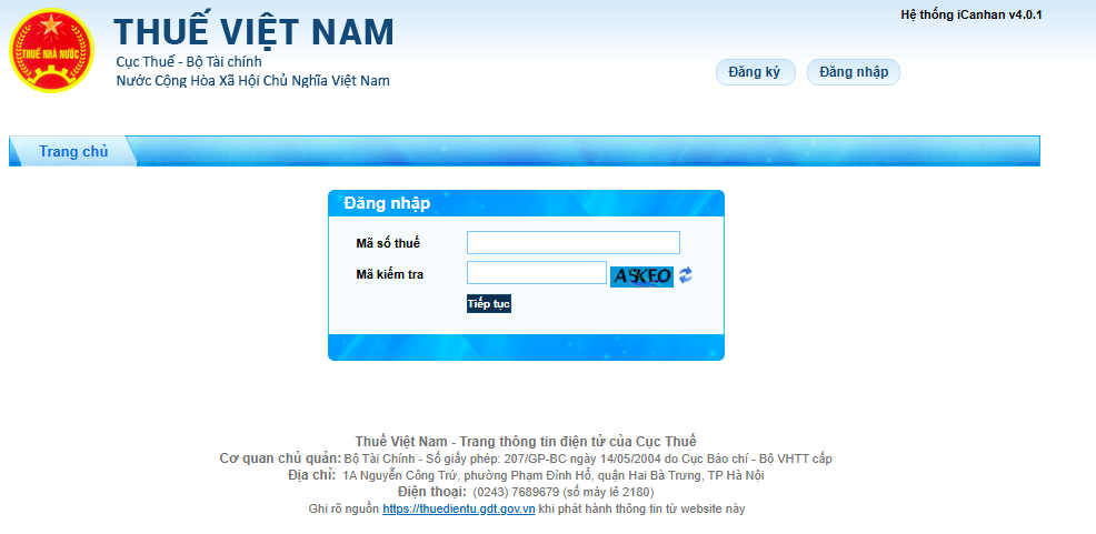 Truy cập trang web của Tổng cục Thuế dành cho cá nhân -> Đăng nhập vào tài khoản thuế