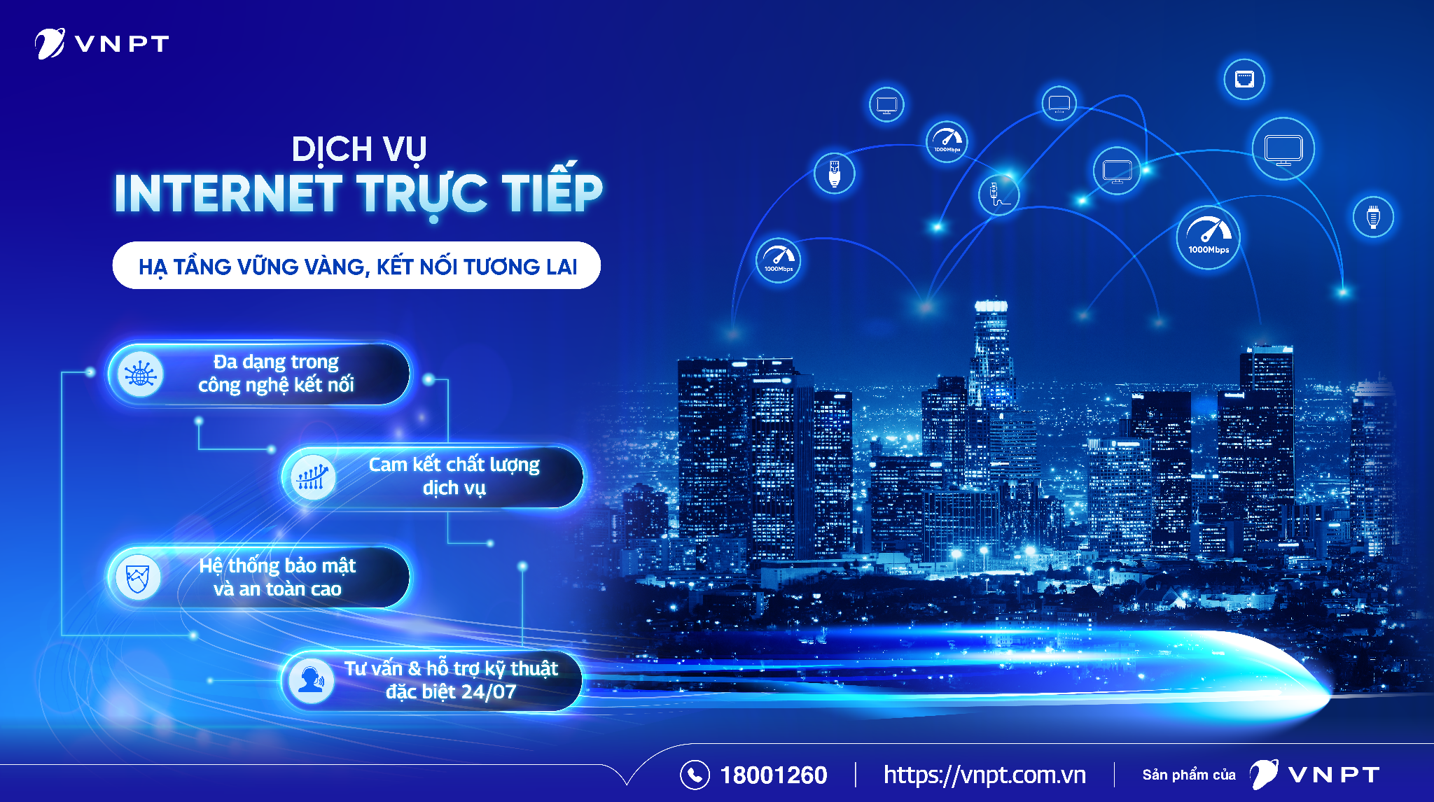 VNPT cung cấp chính sách nâng cấp băng thông rất linh hoạt, dễ dàng đáp ứng nhu cầu phát triển của doanh nghiệp