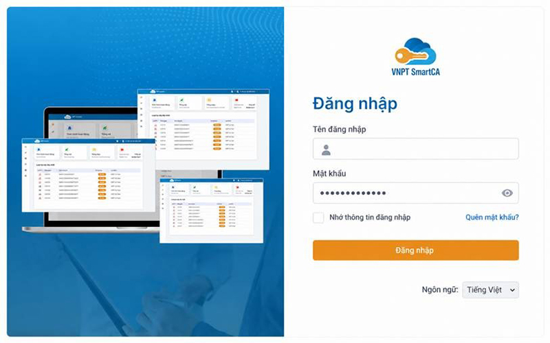 Đăng nhập hệ thống SmartCA trên máy tính