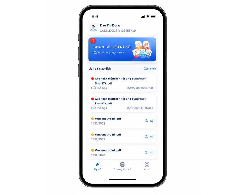 Mở và kiểm tra đúng tài khoản VNPT SmartCA