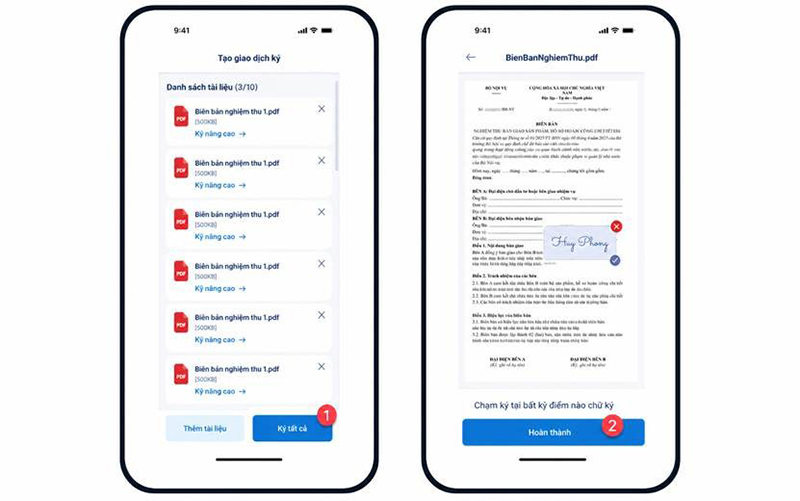 Chọn Ký tất cả hoặc Ký nâng cao với tài liệu PDF