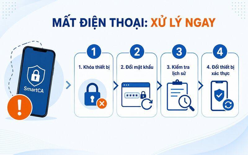 Quy trình xử lý ngay khi mất điện thoại dùng để xác thực VNPT SmartCA