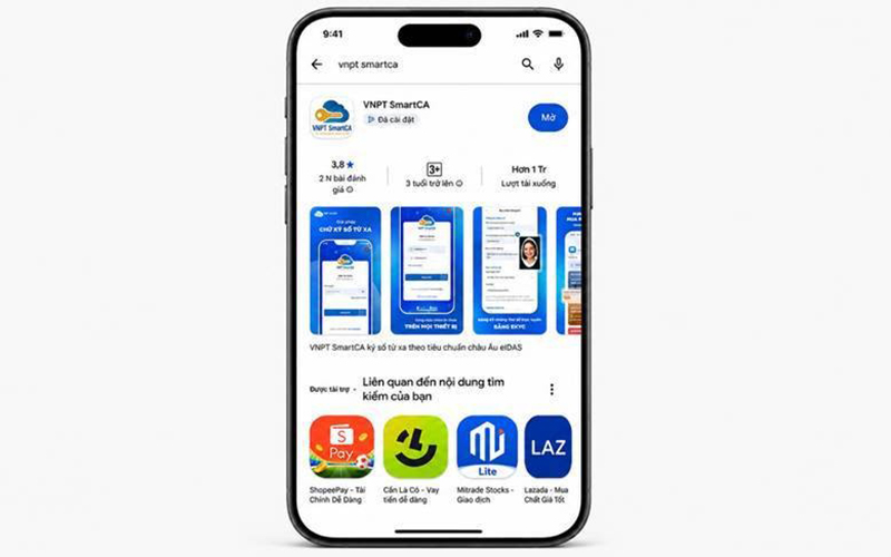tải ứng dụng vnpt smartca trên app store hoặc CH play
