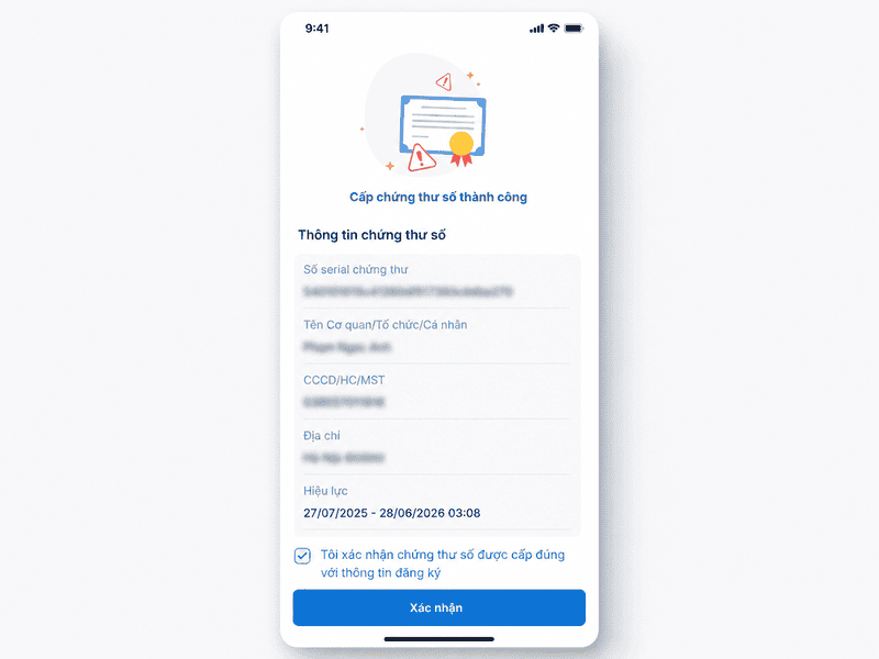 cập nhật thành công chứng thư số trên smart ca