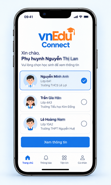 chọn học sinh trên app vnedu