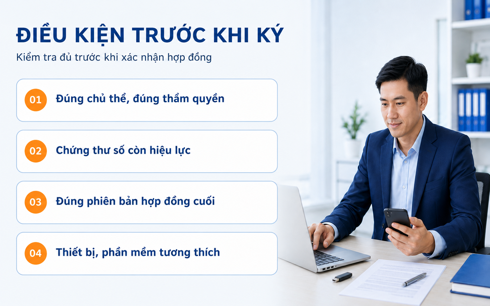 Điều kiện cần kiểm tra trước khi ký hợp đồng bằng chữ ký số