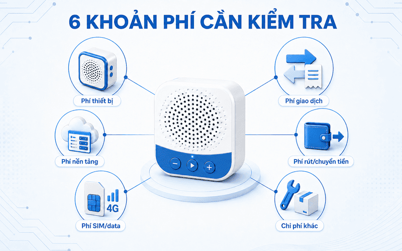 6 khoản phí cần kiểm tra trước khi chọn loa thông báo chuyển khoản