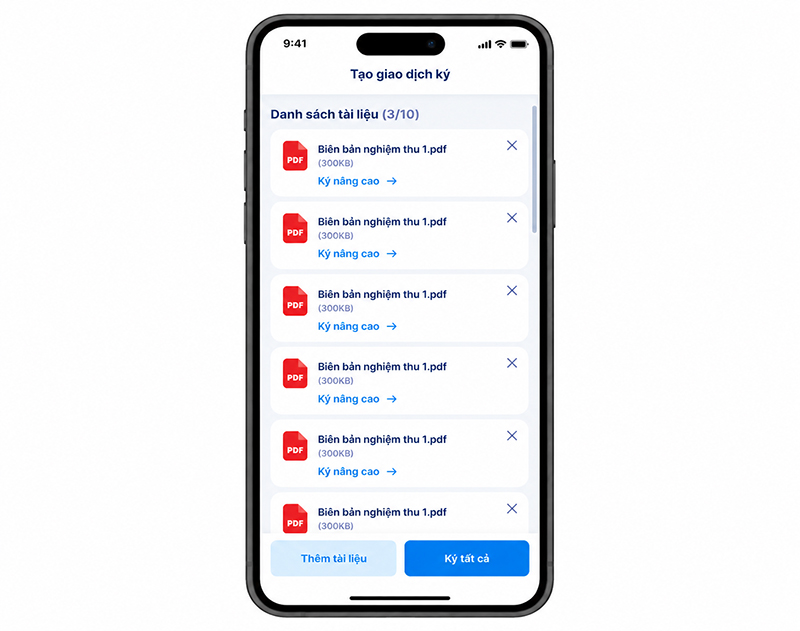 Màn hình đặt mẫu và vị trí chữ ký trên tài liệu PDF
