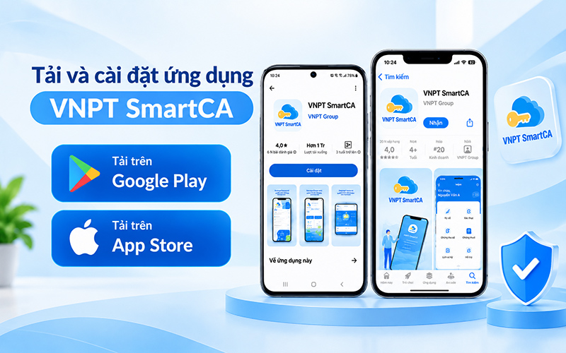 Tải và cài đặt ứng dụng VNPT SmartCA trên thiết bị mới từ kho ứng dụng Google Play hoặc App Store
