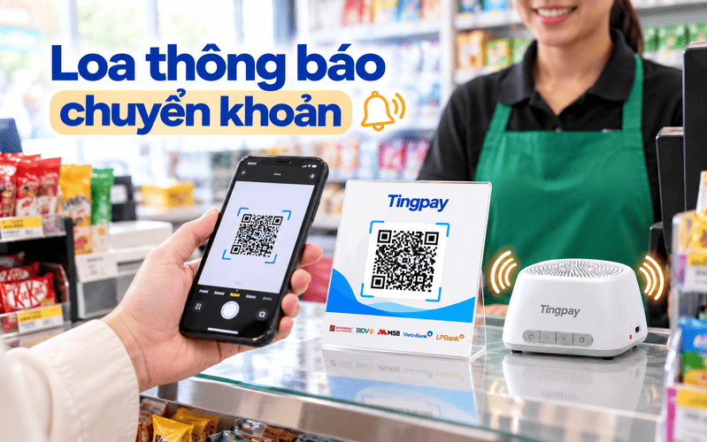 Loa thông báo chuyển khoản hỗ trợ xác nhận giao dịch tức thời tại quầy, phù hợp với cửa hàng và hộ kinh doanh.
