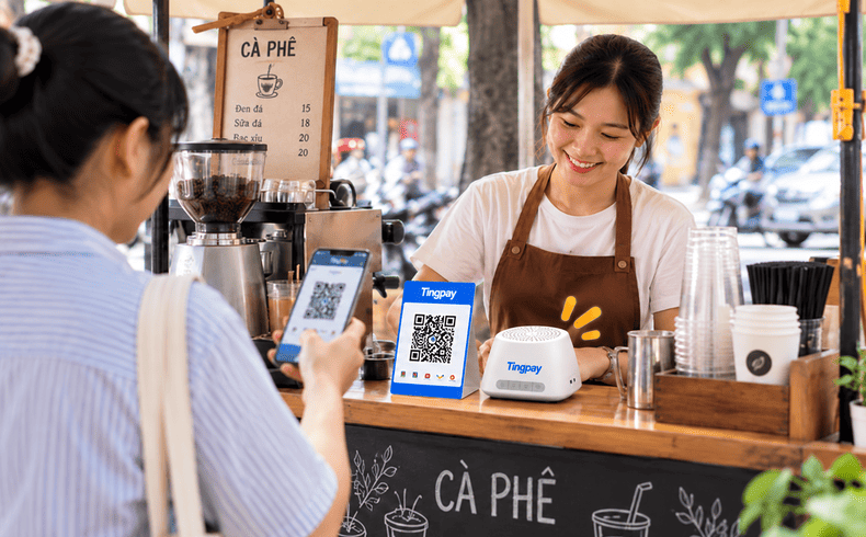 Loa thông báo chuyển khoản phù hợp với quầy take-away, xe đẩy bán hàng và các điểm bán nhỏ 