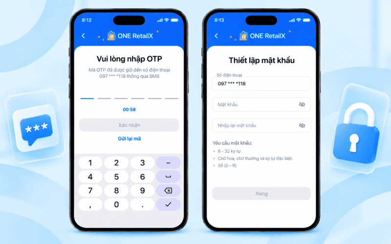 nhập mã OTP thiết lập mật khẩu