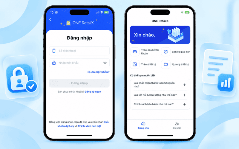 giao diện đăng nhập app ONE RetailX