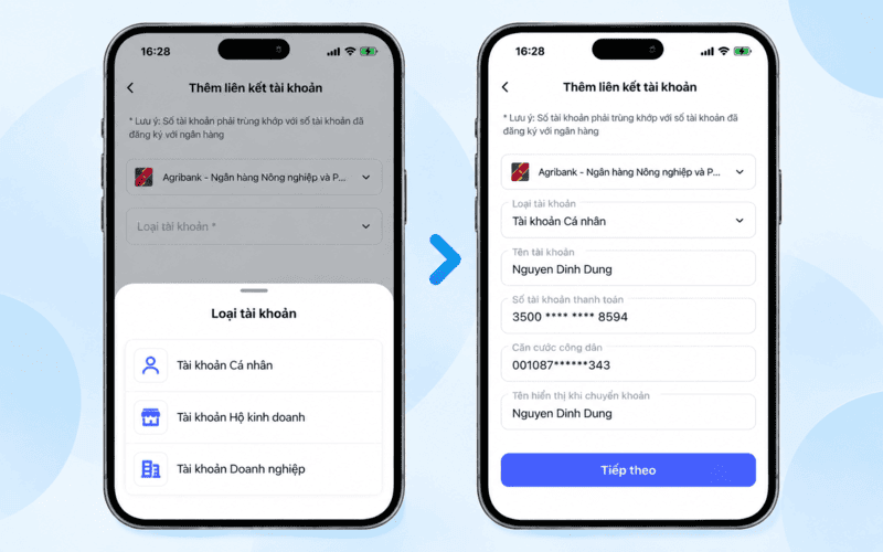 thêm tài khoản liên kết