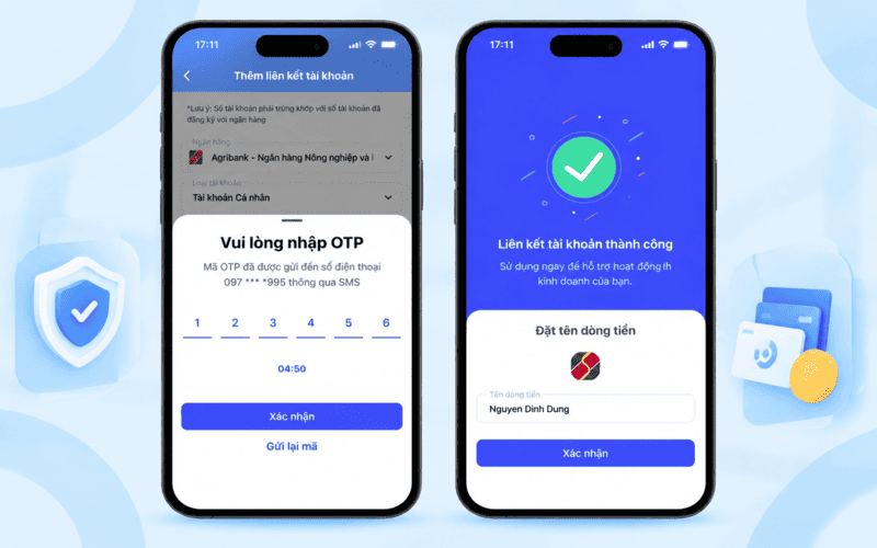xác nhận OTP và liên kết thành công
