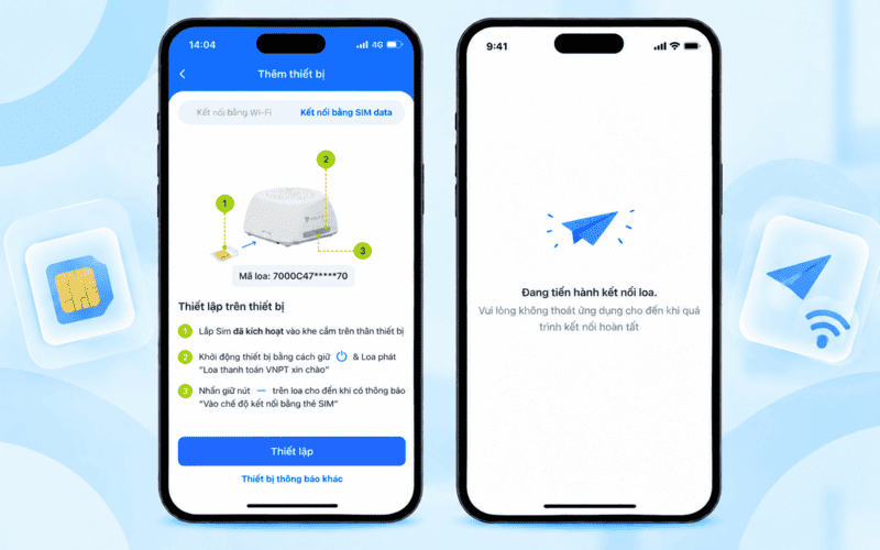 Kết nối bằng SIM data 4G