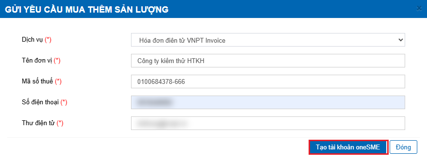 Biểu mẫu gửi yêu cầu mua thêm sản lượng